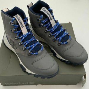 TIMBERLAND GARRISON TRAIL WP MID HIKER  BOOT MD GREY SUEDE W NAVY MEN'S NEW!